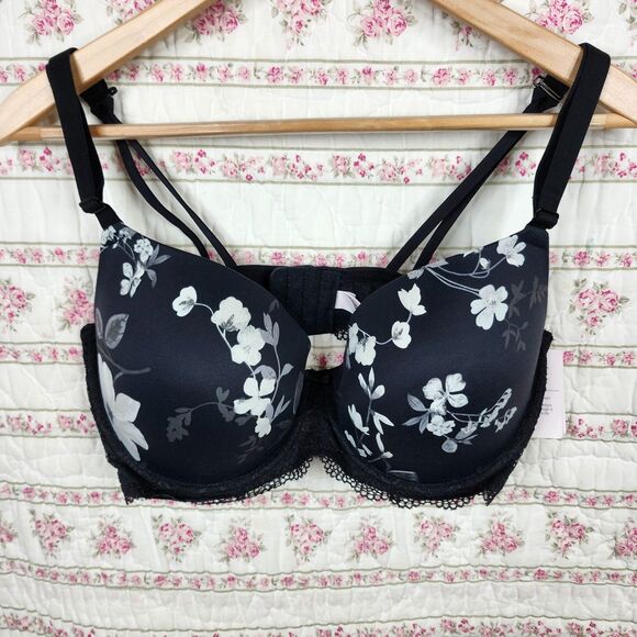 Auden Daydream 38DD Push Up Black Floral Bra NWT - Picture 1 of 6
